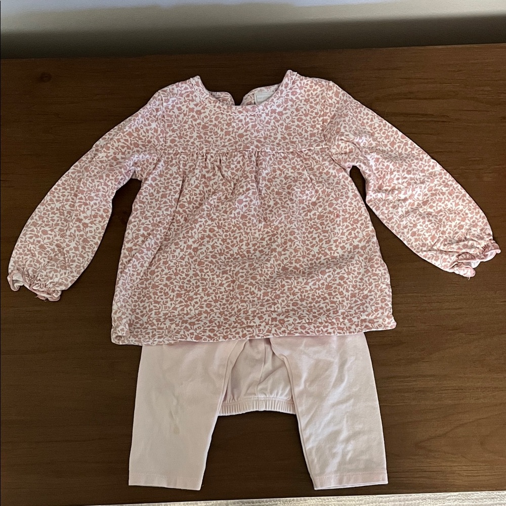 Soft Pink Floral Top & Leggings Set